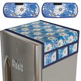 Kuber Industries Fridge Top Cover & Handle Cover Set | Fridge Top & Handle Cover Set | Refrigerator Cover & Handle Cover Combo Set | Sunflower Fridge & Handle Cover | Blue